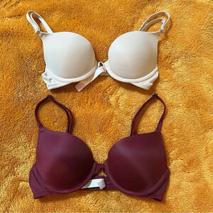 Pink Victoria’s Secret Womens Cream Red Wine Underwire Bra Bundle 32A/A70 Casual